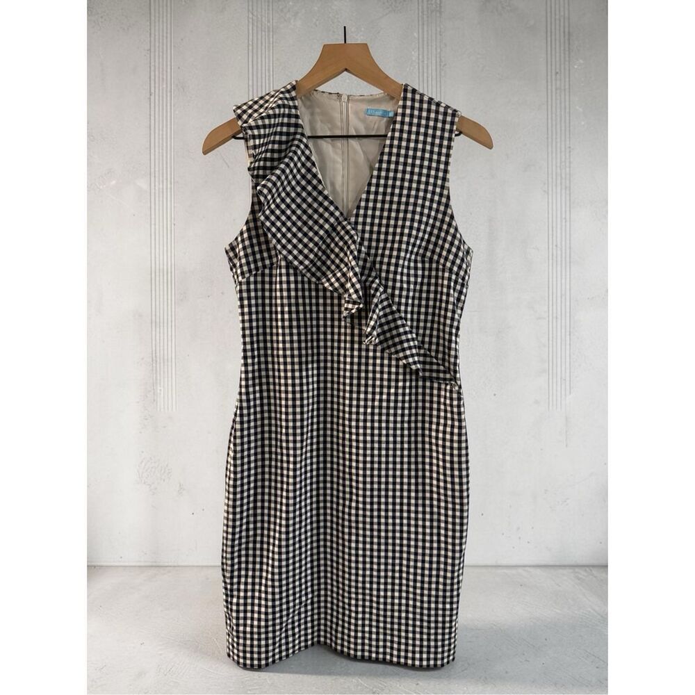 J. McLaughlin Kathryn Gingham Navy Sleeveless Dress Size 8